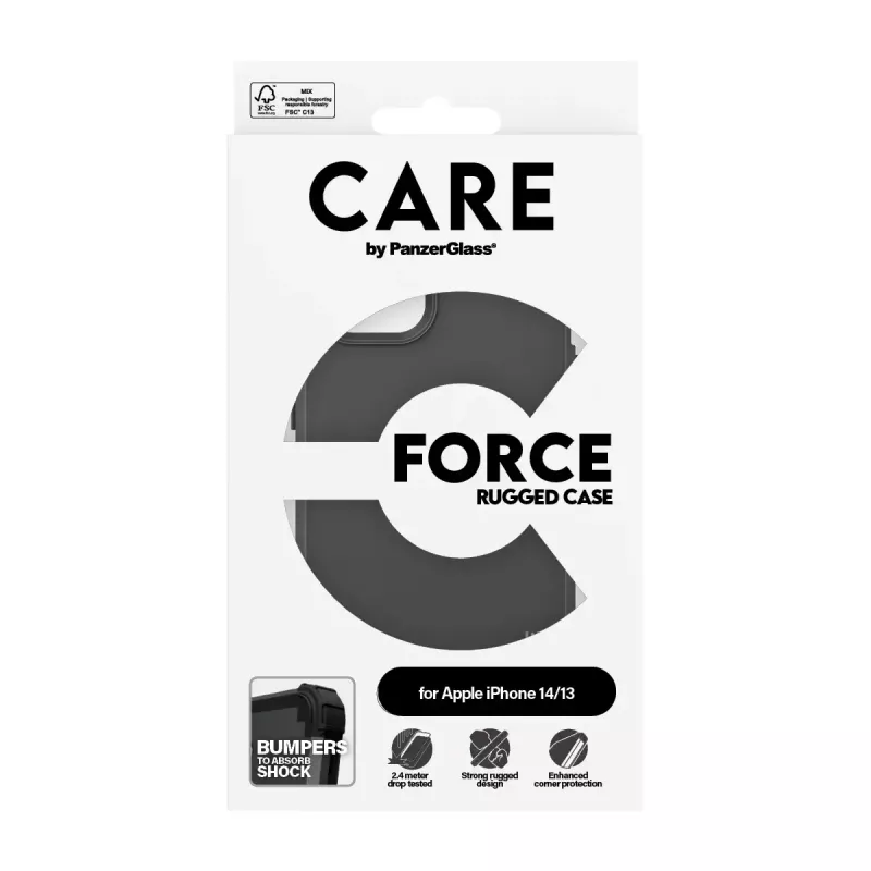 Abdeckung PanzerGlass CARE by modische Hülle Schwarz FORCE iPhone 14 13