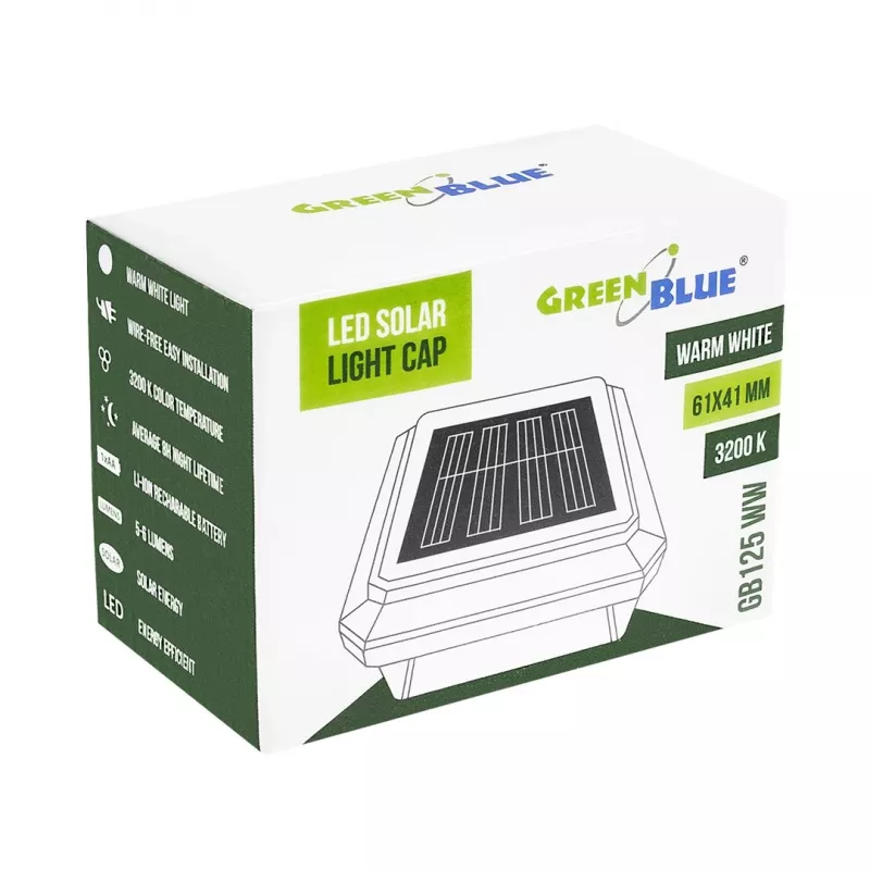 GreenBlue Solar LED Pollerleuchte, 60x40mm, Umschlag-förmiger Lampenschirm, 3200K, GB125 WW