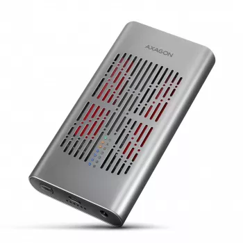 Externes Gehäuse AXAGON EEM2-20GD USB-C 20 Gbps für zwei M.2 NVMe SSDs mit Hardware-Klonen