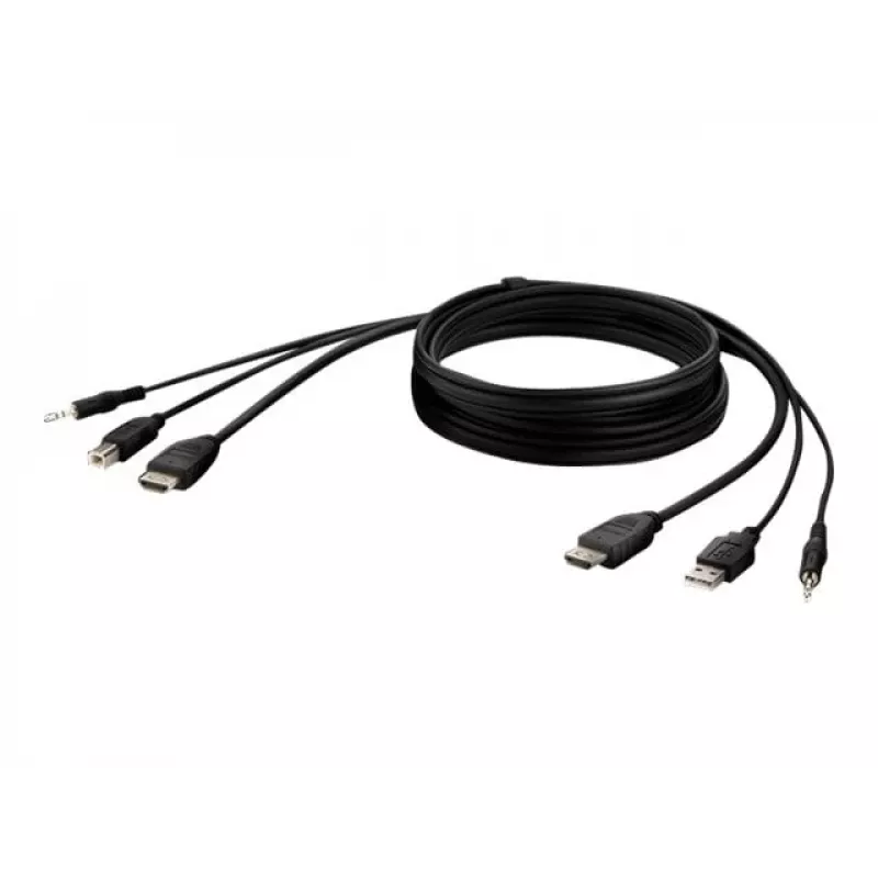 KVM-Kabel Belkin F1DN1CCBL — HDMI auf USB A/B mit Audio, USB-Tastatur/Maus-Anschlüsse, 3 m