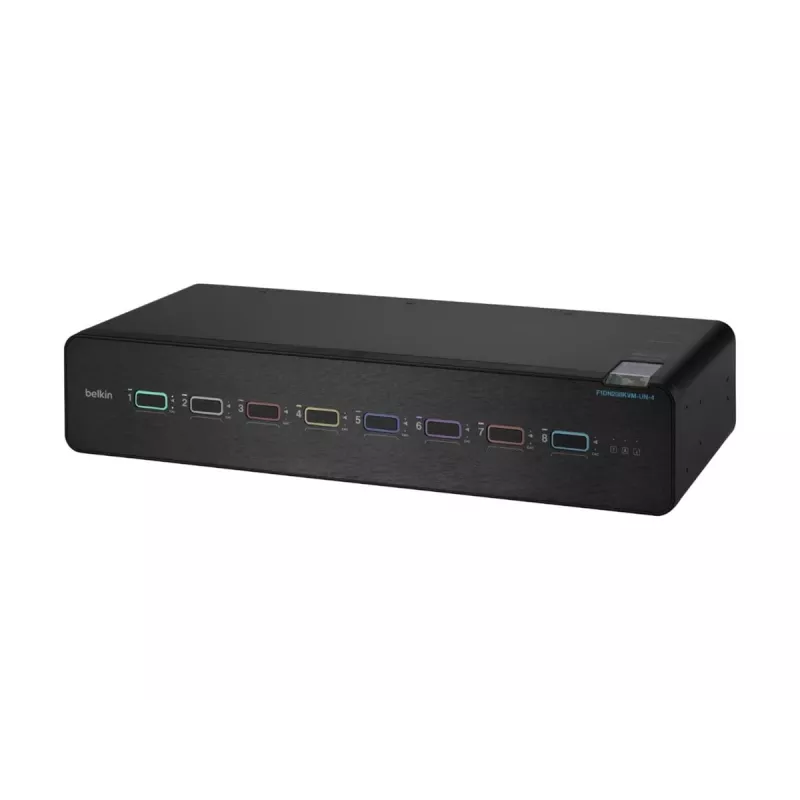 KVM-Switch Belkin F1DN208KVM-UN-4 – 8-Port Dual-Head HDMI/DisplayPort, USB-Tastatur & -Maus, 4K@60Hz, Rack-Montage, schwarz