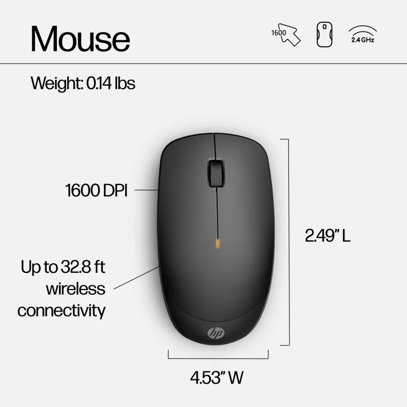 HP 230 Wireless-Maus-und-Tastatur-Kombination, Schwarz, Maus im Lieferumfang enthalten