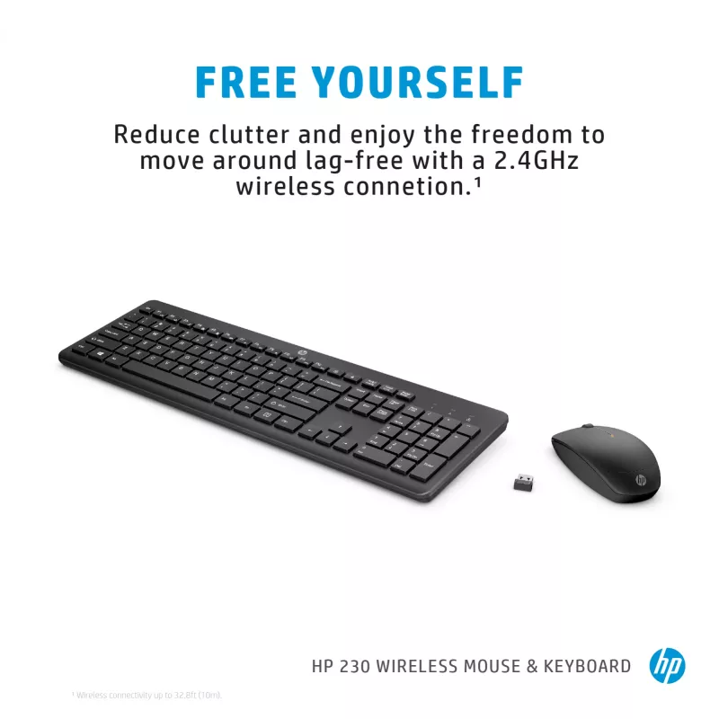 HP 230 Wireless-Maus-und-Tastatur-Kombination, Schwarz, Maus im Lieferumfang enthalten
