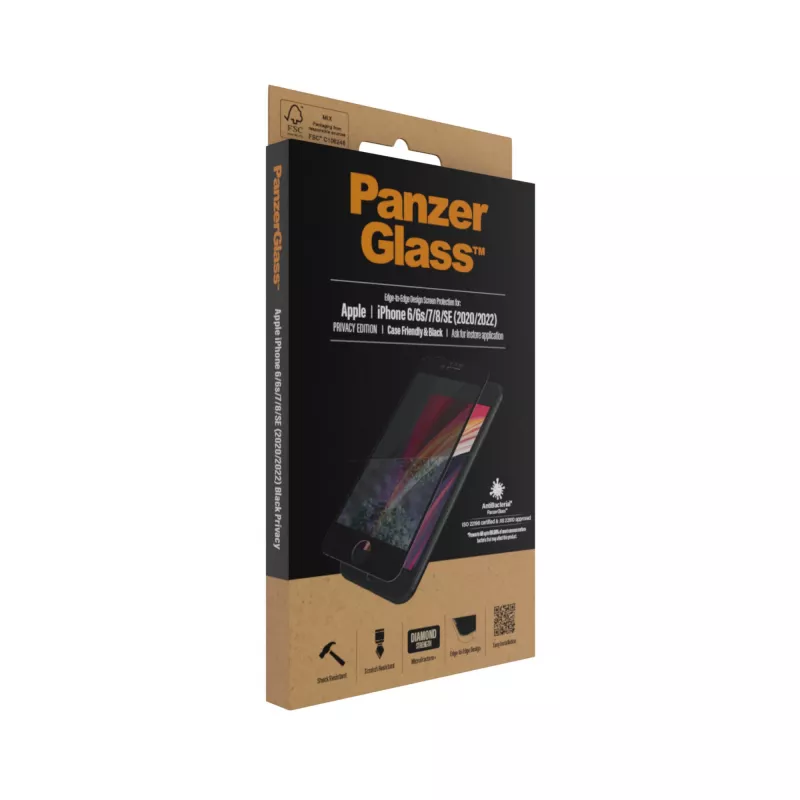 PanzerGlass® Sichtschutz-Displayschutzfolie iPhone SE (2020/2022) | 8 | 7 | 6 | 6s | Rand-zu-Rand
