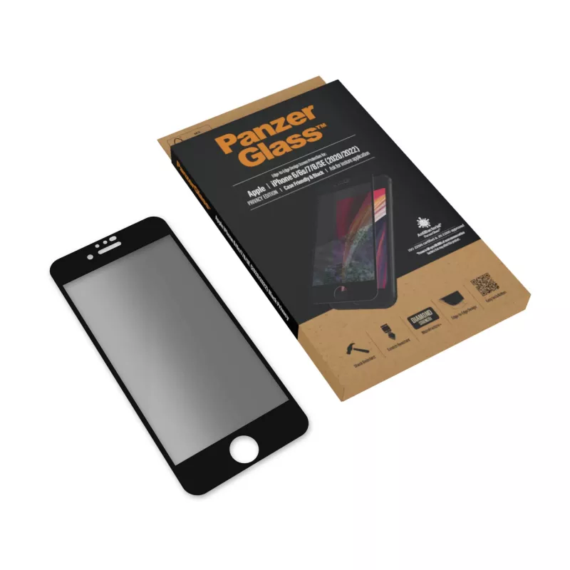 PanzerGlass® Sichtschutz-Displayschutzfolie iPhone SE (2020/2022) | 8 | 7 | 6 | 6s | Rand-zu-Rand