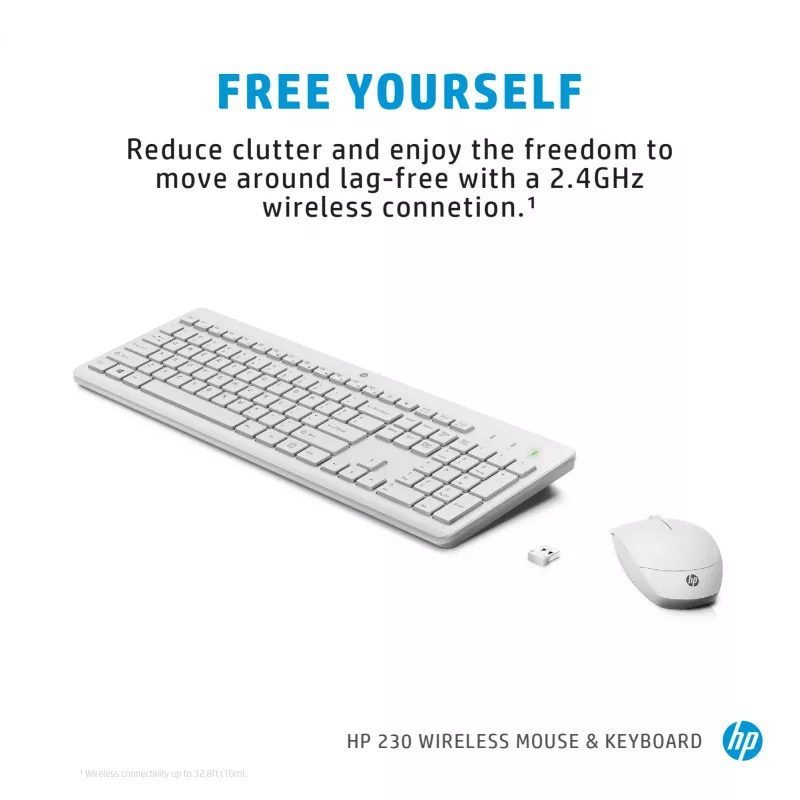 HP 230 Wireless-Maus-und-Tastatur-Kombination, Weiß, Maus im Lieferumfang