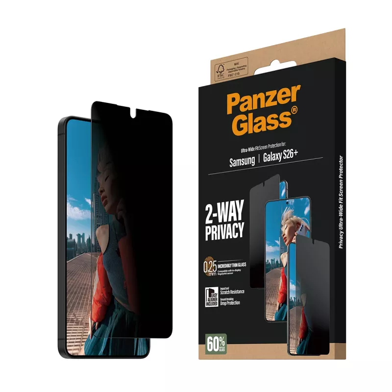 PanzerGlass® 2-Weg-Privatsphären-Displayschutz Samsung Galaxy S26+ | Ultra-Wide Fit mit EasyAligner