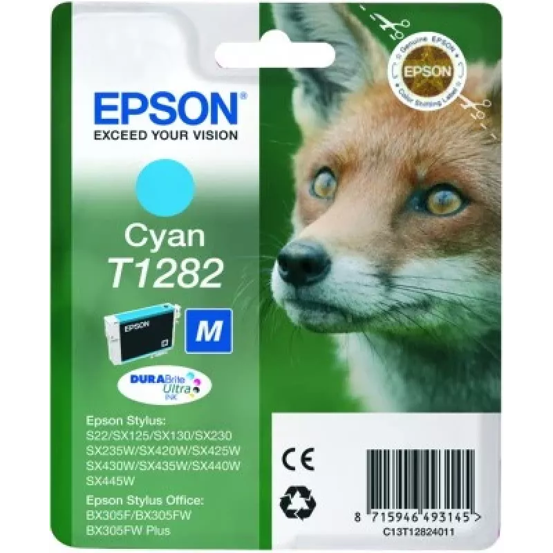 Epson Fox Einzelpackung Cyan T1282 DURABrite Ultra Tinte, Cyan, 1 Stück