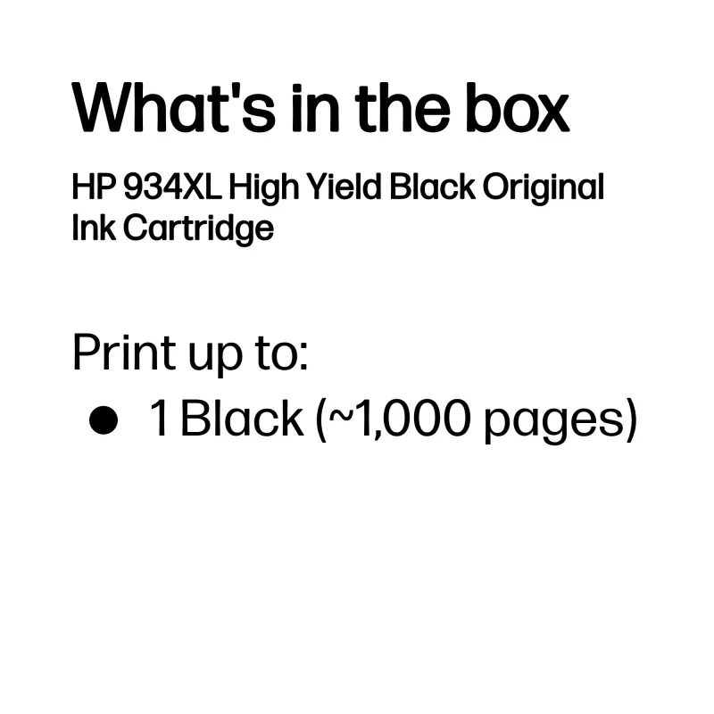 HP 934XL High Yield Schwarz Original Tintenpatrone, Schwarz, 1 Stück, 1000 Seiten