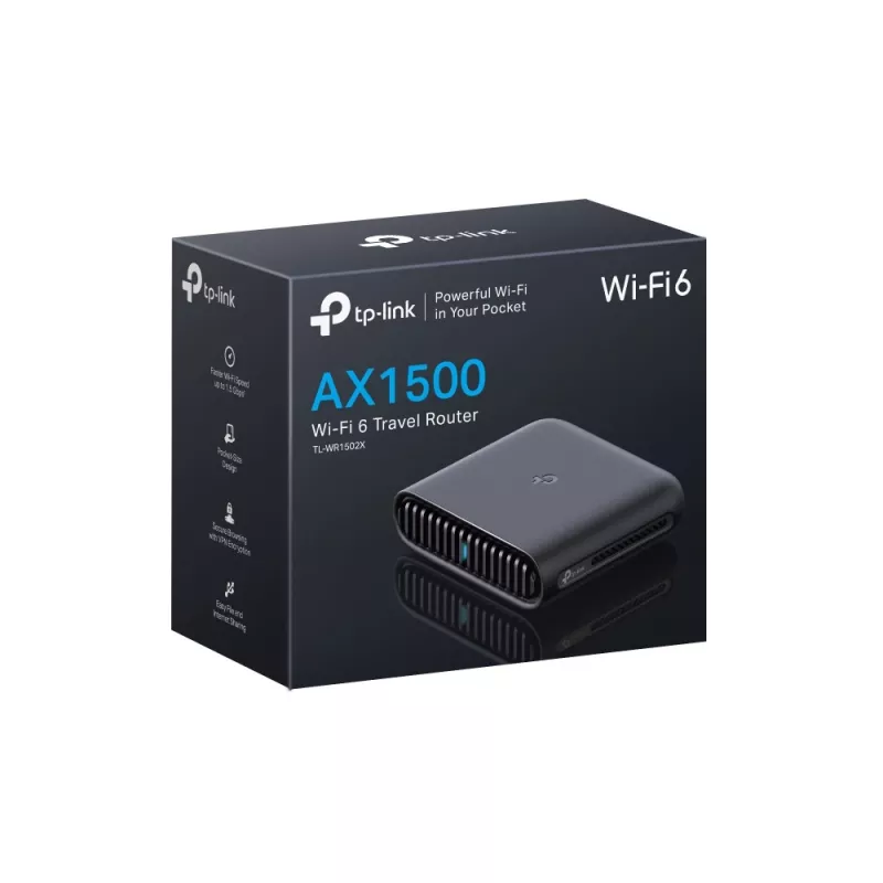 TP-Link AX1500 Wi-Fi 6 Reiserouter, Wi-Fi 6 (802.11ax), Dualband (2,4 GHz / 5 GHz), Ethernet LAN, Schwarz, Tragbarer Router