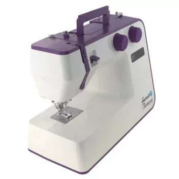 Nähmaschine Lucznik Teresa tragbar leicht – Modell Teresa, elektrische Haushaltsnähmaschine, grundlegende Stichfunktionen, weiß-violett