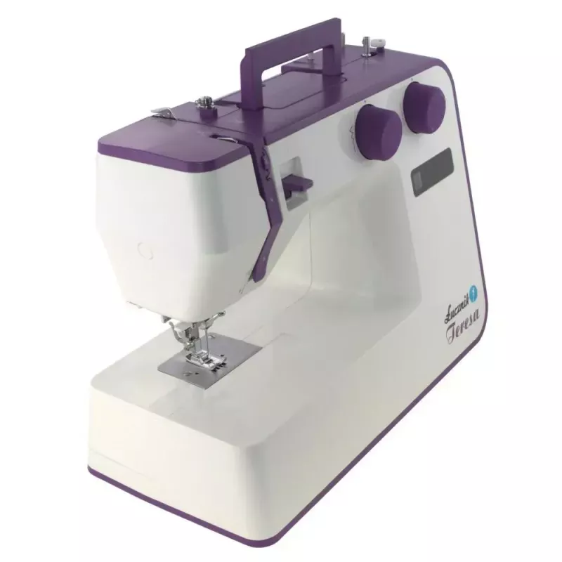 Nähmaschine Lucznik Teresa tragbar leicht – Modell Teresa, elektrische Haushaltsnähmaschine, grundlegende Stichfunktionen, weiß-violett