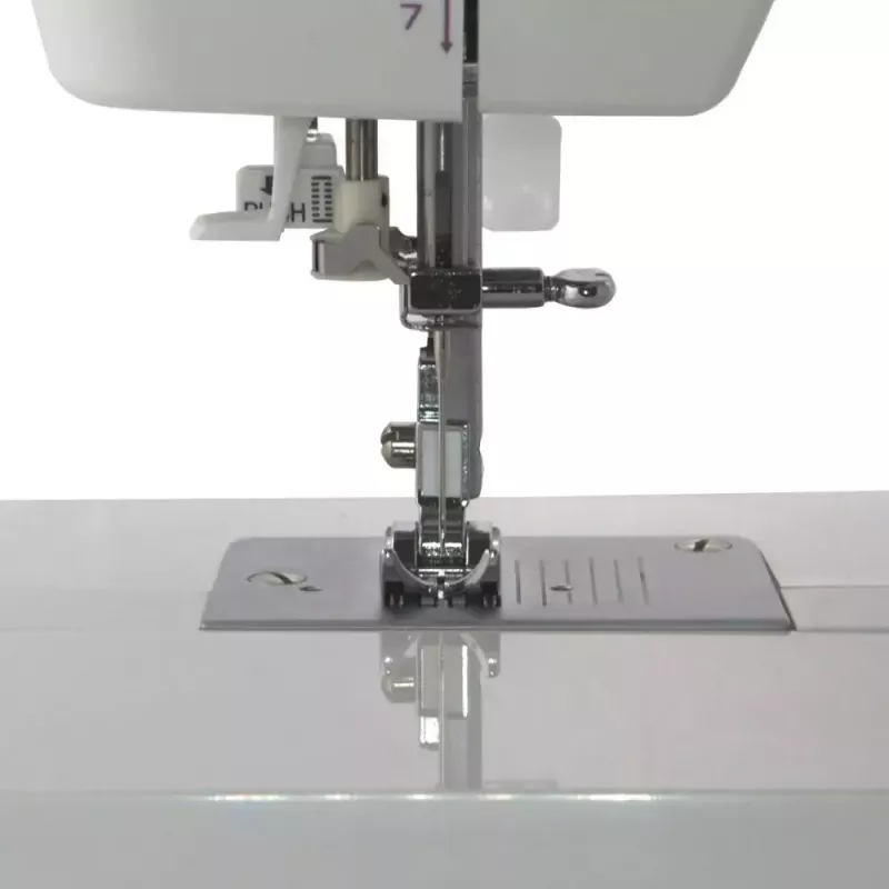 Nähmaschine Lucznik Teresa tragbar leicht – Modell Teresa, elektrische Haushaltsnähmaschine, grundlegende Stichfunktionen, weiß-violett