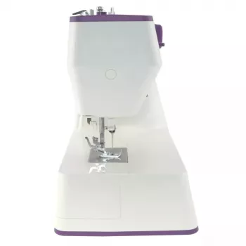 Nähmaschine Lucznik Teresa tragbar leicht – Modell Teresa, elektrische Haushaltsnähmaschine, grundlegende Stichfunktionen, weiß-violett