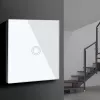 Touch-Wechselschalter Lichtschalter Kreuzschalter Wandschalter Treppenschalter mit farbwechselnder LED-Hintergrundbeleuchtung Unterputzschalter 1-fach rund weiß