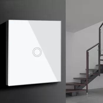 Touch-Wechselschalter Lichtschalter Kreuzschalter Wandschalter Treppenschalter mit farbwechselnder LED-Hintergrundbeleuchtung Unterputzschalter 1-fach rund weiß