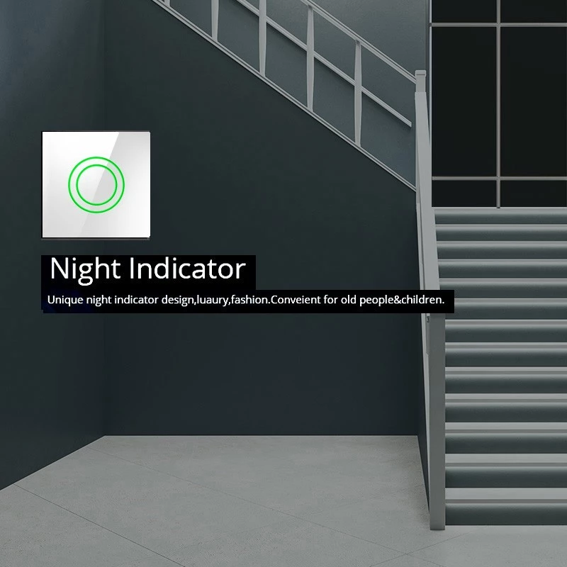 Touch-Wechselschalter Lichtschalter Kreuzschalter Wandschalter Treppenschalter mit farbwechselnder LED-Hintergrundbeleuchtung Unterputzschalter 1-fach rund weiß