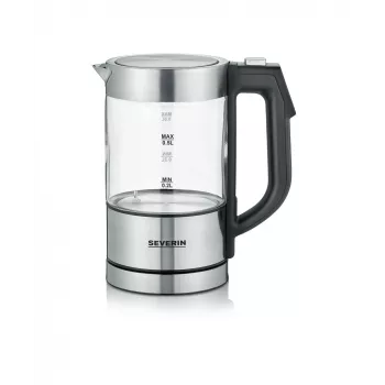 Wasserkocher SEVERIN WK3458, 0,5 L, 1100 W, Glas & Edelstahl, 5 Temperatureinstellungen, kabellos