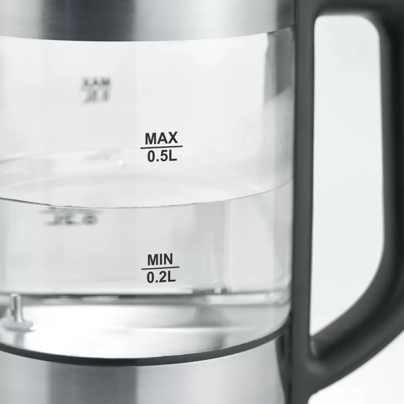 Wasserkocher SEVERIN WK3458, 0,5 L, 1100 W, Glas & Edelstahl, 5 Temperatureinstellungen, kabellos