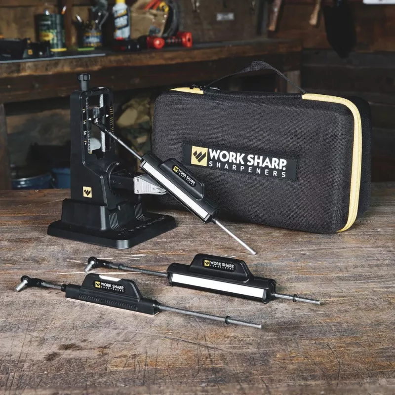 Durchzieh-Messerschärfer Work Sharp Precision Adjust Elite 09DX066 — einstellbarer Winkel, Diamantsteine, Lederfinish, Nylongehäuse