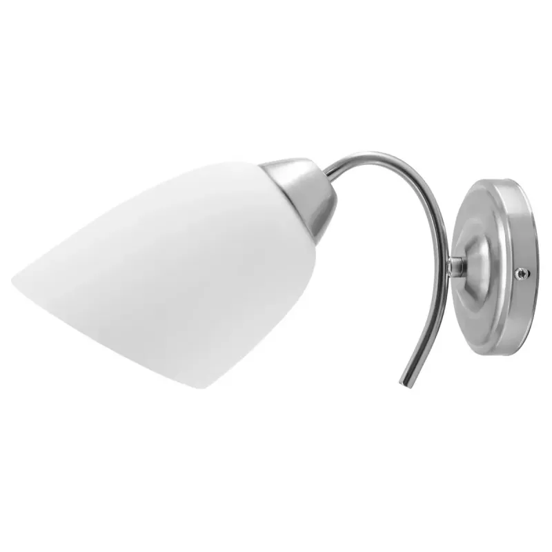 Wandleuchte ActiveJet NIKITA Nickel E27 einflammig, runder Metallschirm, IP20, 220–240 V, max. 60 W