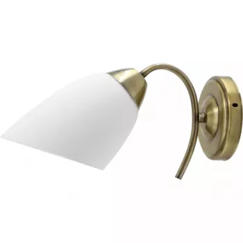 Wandleuchte ActiveJet NIKITA Patyna E27 Einzelsockel, Metallgehäuse, IP20, 220–240 V, 60 W, weißes Glas