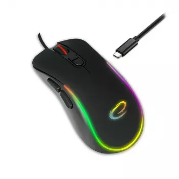 Gaming-Maus ESPERANZA EGM303 USB Type-C, optisch 2400 DPI, 7 Tasten, RGB, rechtshändig, schwarz