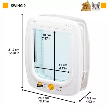 FERPLAST Swing 9 - Tür für mittelgroße Hunde und große Katzen, weiß