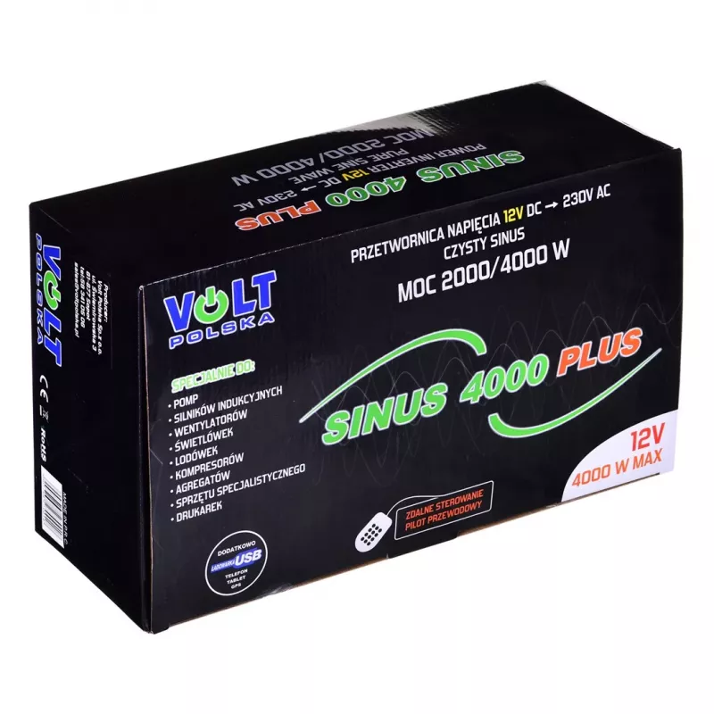 Wechselrichter Volt Sinus 4000 Plus 4000W 12V — reiner Sinus, 4000 W Dauerleistung, 12 V DC-Eingang