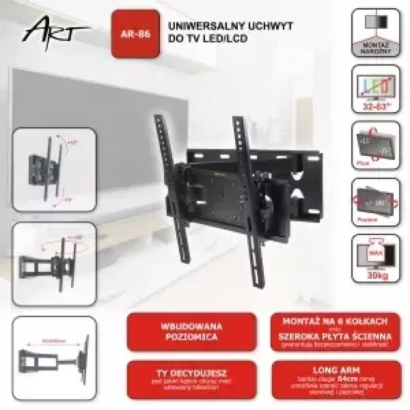 TV-Wandhalterung ART AR-86, Wandhalterung für Fernseher, Modell AR-86