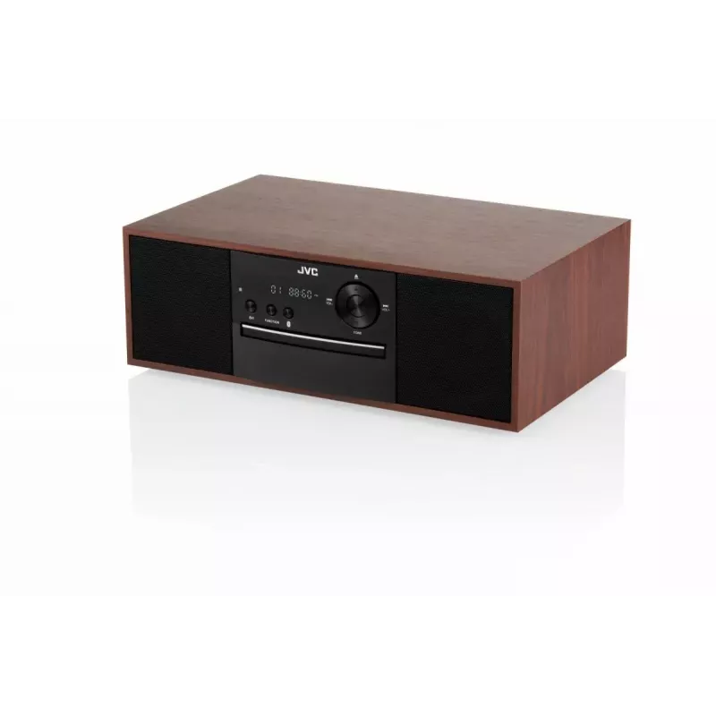 Mini-Tower-Musikanlage JVC RD-E761, 2x8 W RMS, Bluetooth 4.2, USB, CD, FM, Holzgehäuse, schwarz