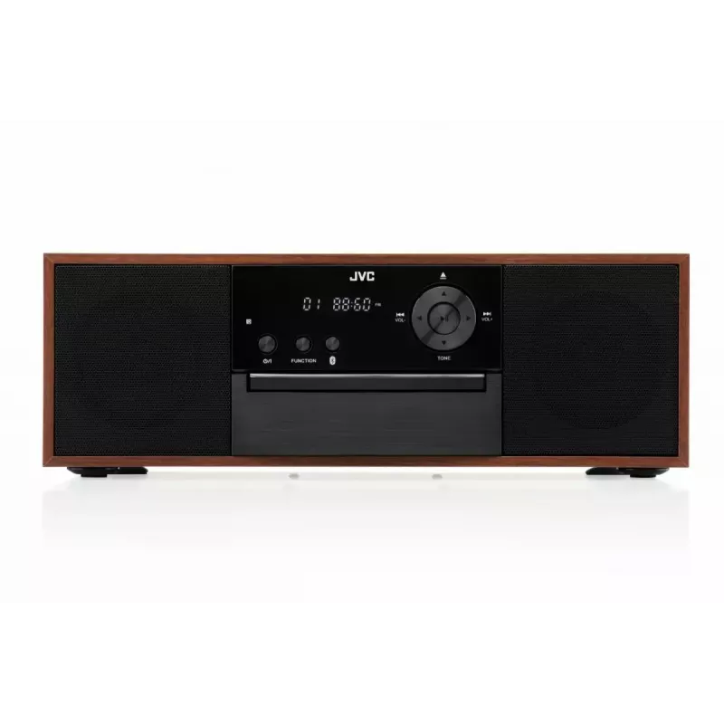 Mini-Tower-Musikanlage JVC RD-E761, 2x8 W RMS, Bluetooth 4.2, USB, CD, FM, Holzgehäuse, schwarz