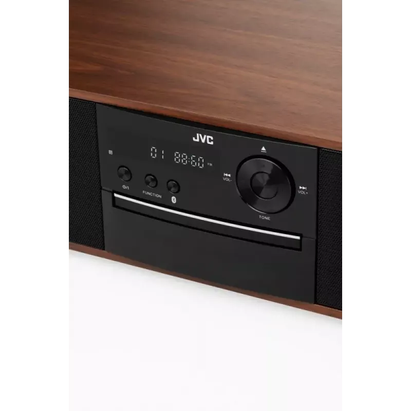 Mini-Tower-Musikanlage JVC RD-E761, 2x8 W RMS, Bluetooth 4.2, USB, CD, FM, Holzgehäuse, schwarz