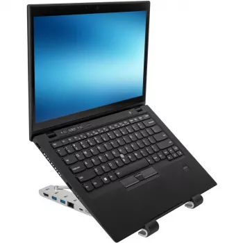 Tragbarer Ständer mit integriertem Dock Dockingstation + Notebook-Halter USB-C 3.2 Gen 1 Thunderbolt 3