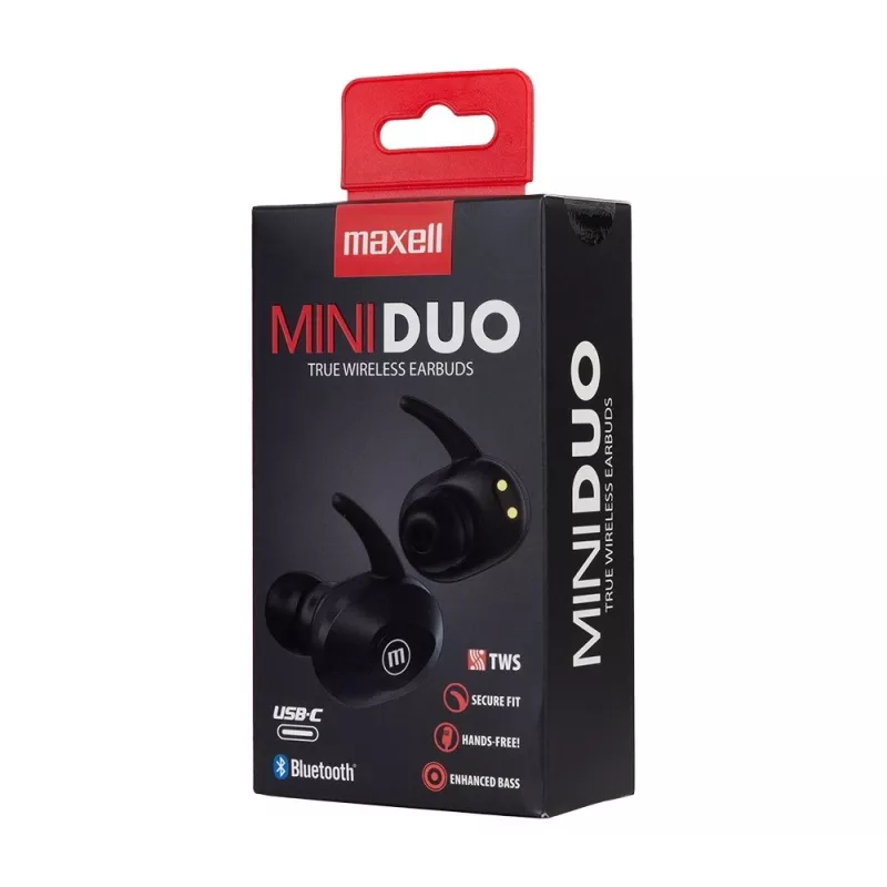MAXELL MINI DUO Kabellose In-Ear-Kopfhörer mit Ladecase Schwarz