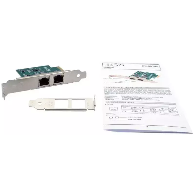 Interne Ethernetkarte EXSYS EX-60102 1000 Mbit/s PCI Express Kabelgebunden