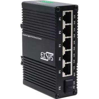 Switch Exsys EX-62030MPOE-SFP — Mini Gigabit 5+1 PoE+ Web-Managed Switch mit 5 Gigabit + 1 SFP