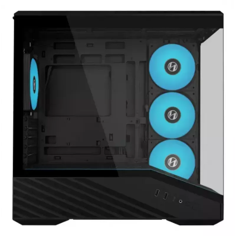 Mini-Tower-PC-Gehäuse Lian Li Vector V100R MINI — Mini-ITX/Micro-ATX, gehärtetes Glas, 3x120mm seitlich + 1x120mm rückseitiger Lüfter, 2x 2,5-Zoll + 1x 3,5-Zoll Einschübe, schwarz