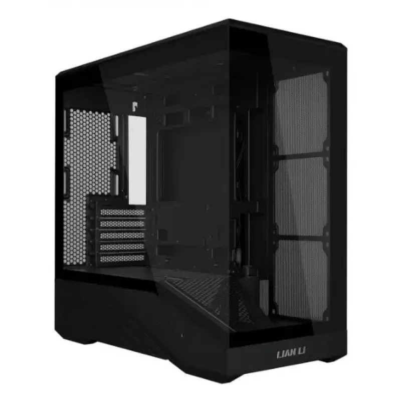 Mini-Tower-PC-Gehäuse Lian Li Vector V100R MINI — Mini-ITX/Micro-ATX, gehärtetes Glas, 3x120mm seitlich + 1x120mm rückseitiger Lüfter, 2x 2,5-Zoll + 1x 3,5-Zoll Einschübe, schwarz