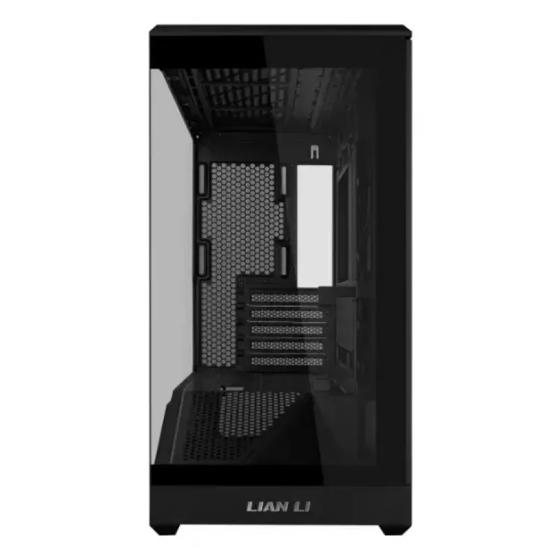 Mini-Tower-PC-Gehäuse Lian Li Vector V100R MINI — Mini-ITX/Micro-ATX, gehärtetes Glas, 3x120mm seitlich + 1x120mm rückseitiger Lüfter, 2x 2,5-Zoll + 1x 3,5-Zoll Einschübe, schwarz
