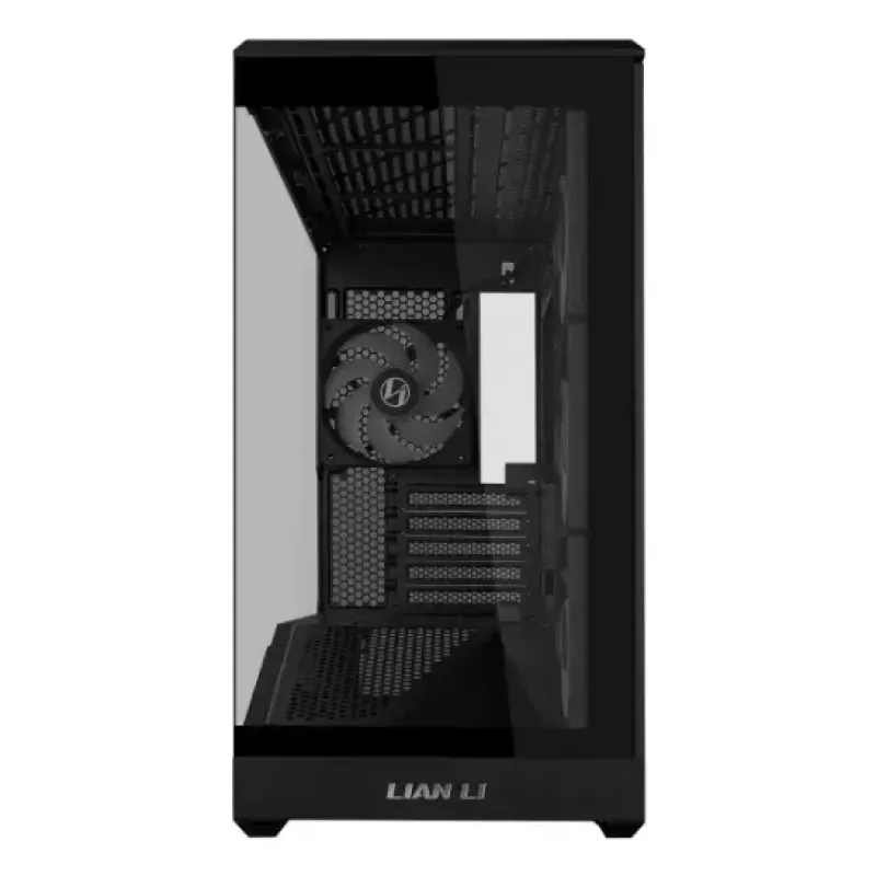 Mini-Tower-PC-Gehäuse Lian Li Vector V100R MINI — Mini-ITX/Micro-ATX, gehärtetes Glas, 3x120mm seitlich + 1x120mm rückseitiger Lüfter, 2x 2,5-Zoll + 1x 3,5-Zoll Einschübe, schwarz