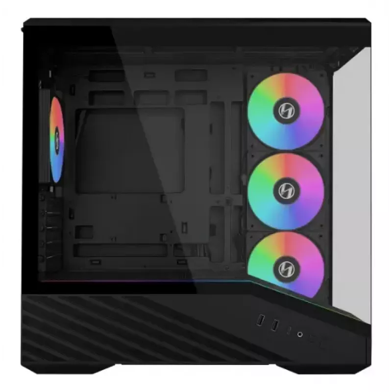 Mini-Tower-PC-Gehäuse Lian Li Vector V100R MINI — Mini-ITX/Micro-ATX, gehärtetes Glas, 3x120mm seitlich + 1x120mm rückseitiger Lüfter, 2x 2,5-Zoll + 1x 3,5-Zoll Einschübe, schwarz