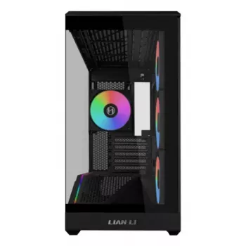 Mini-Tower-PC-Gehäuse Lian Li Vector V100R MINI — Mini-ITX/Micro-ATX, gehärtetes Glas, 3x120mm seitlich + 1x120mm rückseitiger Lüfter, 2x 2,5-Zoll + 1x 3,5-Zoll Einschübe, schwarz
