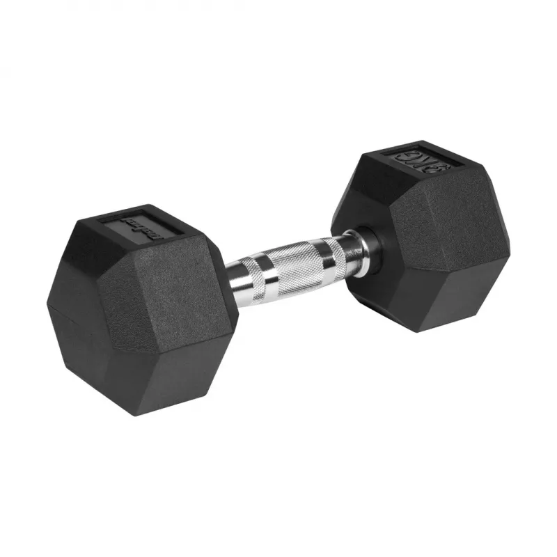 Gummierte Gusseisen-Hanteln HEX 2x9 kg REBEL ACTIVE