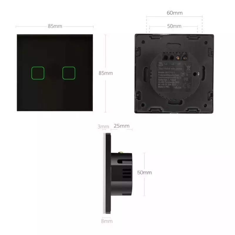 Wandlichtschalter MACLEAN MCE712B Single Touch – smarter Einfachschalter