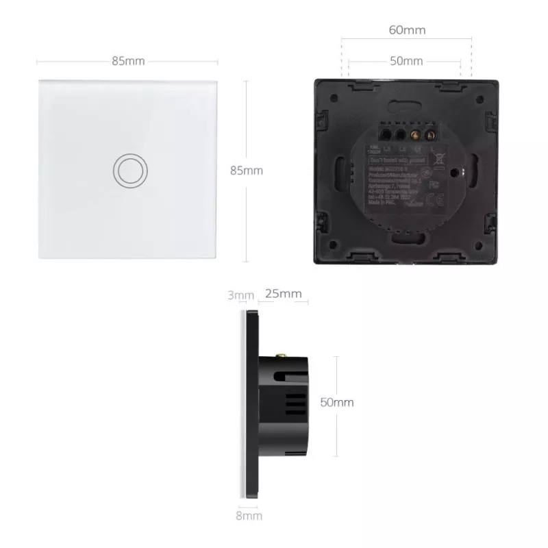 Intelligenter Wi‑Fi-Touch-Lichtschalter MACLEAN MCE715W — Touch-Bedienung, Wi‑Fi-Konnektivität