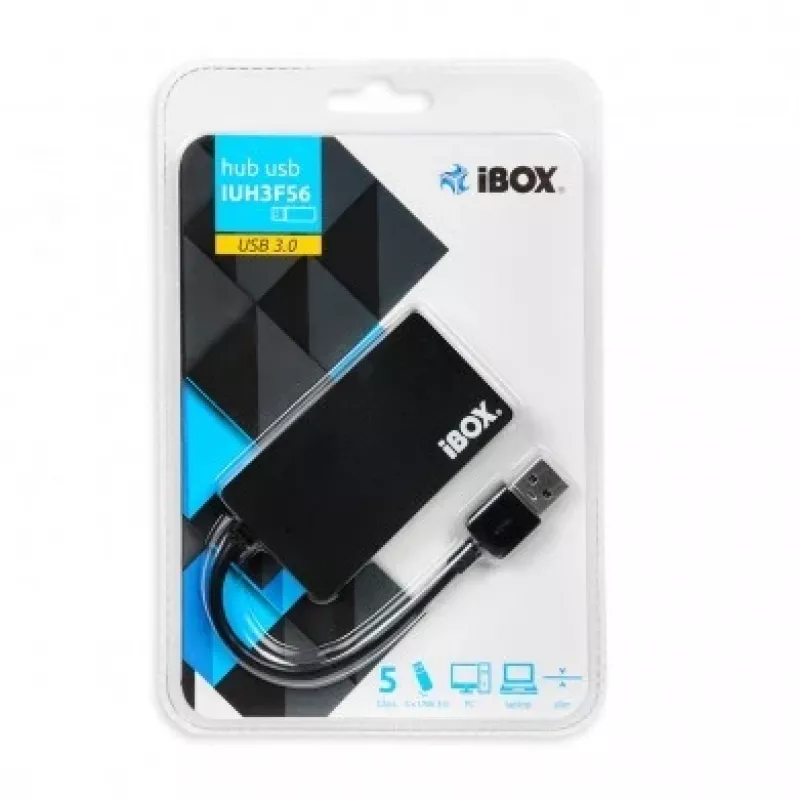 iBox IUH3F56 Interface-Hub USB 3.2 Gen 1 (3.1 Gen 1) Type-A 5000 Mbit/s Schwarz
