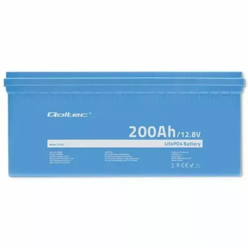 Qoltec 53707 Fahrzeugbatterie Lithium-Eisen-Phosphat 200 Ah 12,8 V