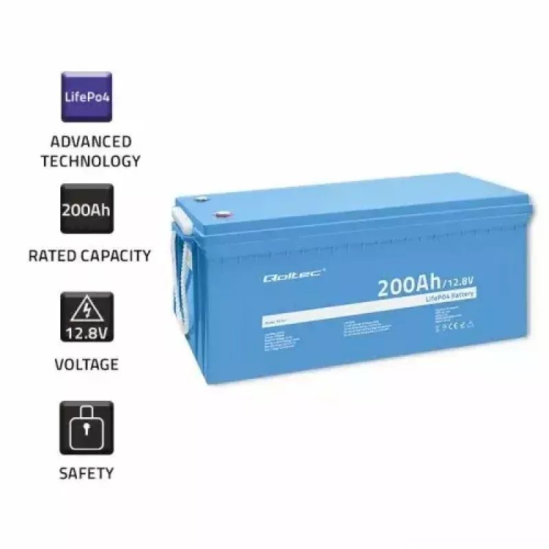 Qoltec 53707 Fahrzeugbatterie Lithium-Eisen-Phosphat 200 Ah 12,8 V
