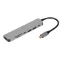 Docking-Hub IBOX IUH3SL4K USB Type-C 5 Gbit/s, HDMI 4K@30Hz, PD bis 100 W, 2x USB-A, 2x USB-C, Kartenleser, Silber